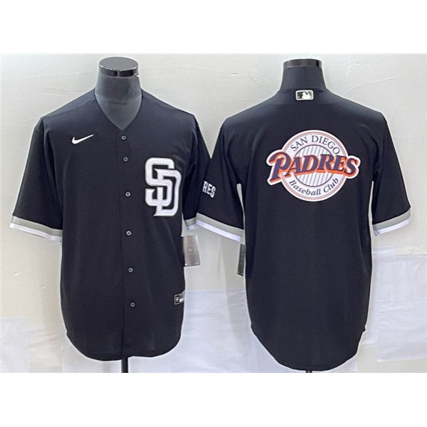 San Diego Padres Black Team Big Logo Cool Base Stitched Jersey