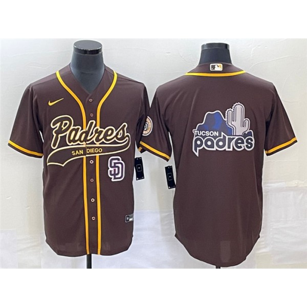 San Diego Padres Brown Big Logo In Back Cool Base Stitched Jersey