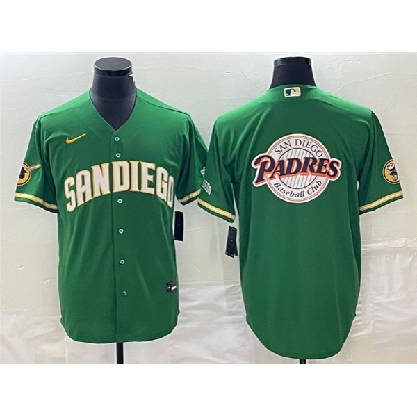 San Diego Padres Green Team Big Logo Cool Base Stitched Jersey 001