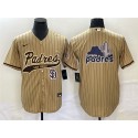 San Diego Padres Tan Big Logo In Back Cool Base Stitched Jersey