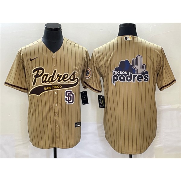 San Diego Padres Tan Big Logo In Back Cool Base Stitched Jersey