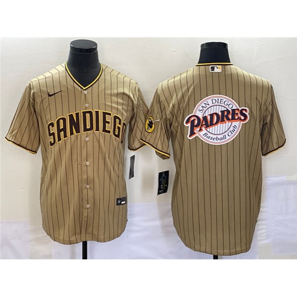 San Diego Padres Tan Team Big Logo Cool Base Stitched Jersey