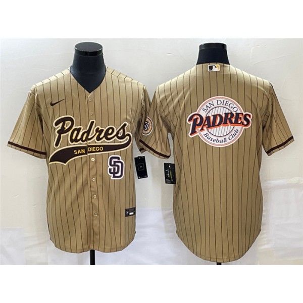 San Diego Padres TanTeam Big Logo In Back Cool Base With Patch Stitched Jersey