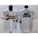 San Diego Padres White Big Logo In Back Cool Base With Patch Stitched Jersey