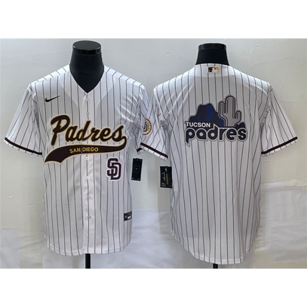 San Diego Padres White Big Logo In Back Cool Base With Patch Stitched Jersey