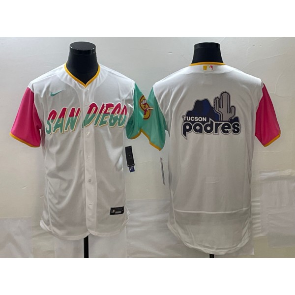 San Diego Padres White Team Big Logo City Connect Flex Base Stitched Jersey