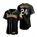 Seattle Mariners #24 Ken Griffey Jr. Black Golden Flex Base Stitched Jersey