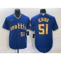 Seattle Mariners #51 Ichiro Suzuki Royal 2023 City Connect Cool Base With Patch Stitched Jersey