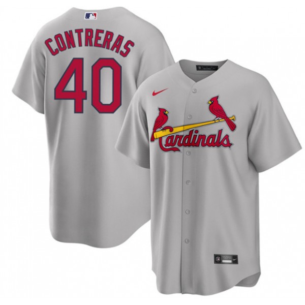 St. Louis Cardinals #40 Willson Contreras Gray Cool Base Stitched Jersey