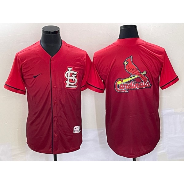 St. Louis Cardinals Red Big Team Logo In Back Cool Base Drift Edition Stitched Jersey