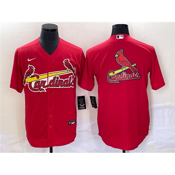 St. Louis Cardinals Red Big Team Logo In Back Cool Base Stitched Jersey