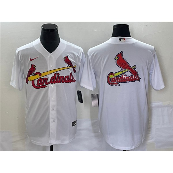 St. Louis Cardinals White Big Team Logo In Back Cool Base Stitched Jersey