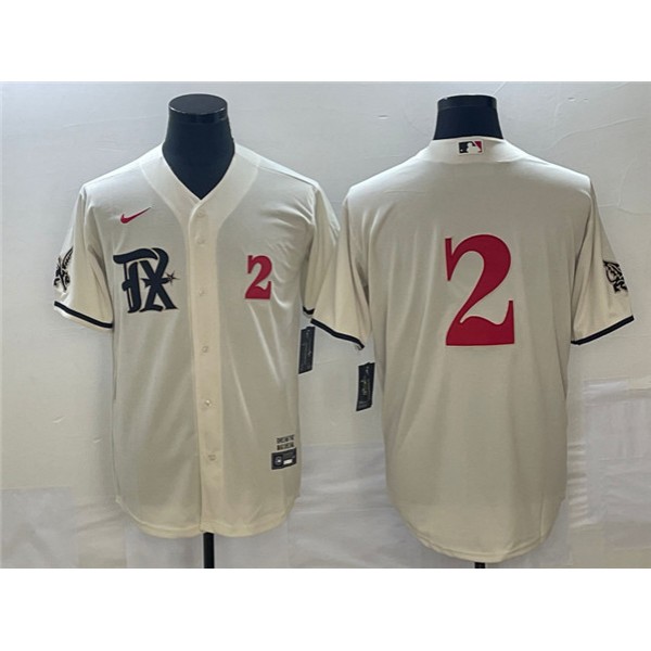 Texas Rangers #2 Marcus Semien Cream 2023 City Connect With Patch Stitched Jersey