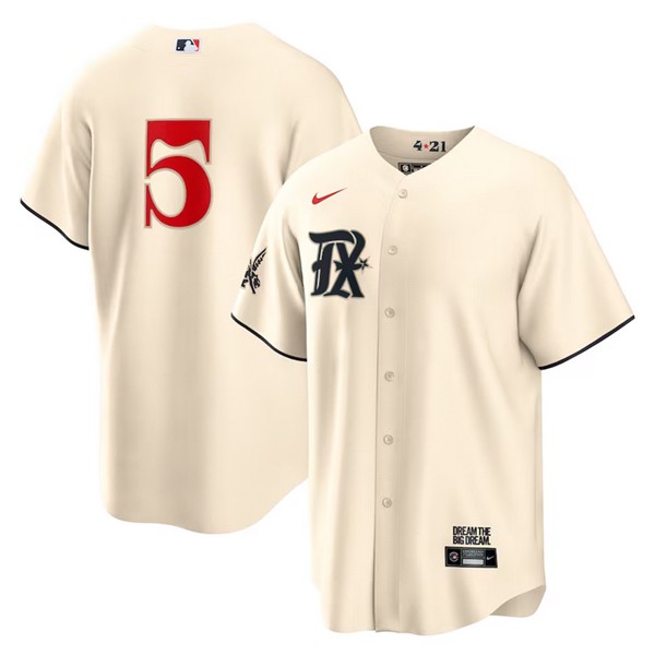 Texas Rangers #5 Corey Seager Cream 2023 City Connect Cool Base Stitched Jersey