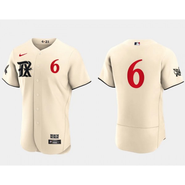 Texas Rangers #6 Josh Jung Cream 2023 City Connect Flex Base Stitched Jersey