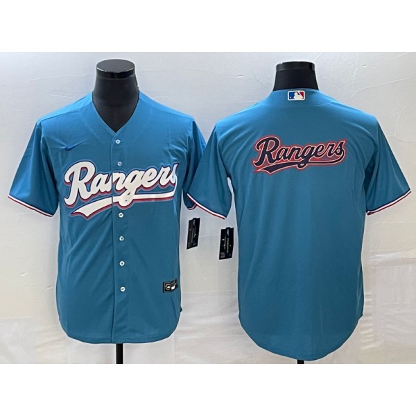 Texas Rangers Blue Team Big Logo Cool Base Stitched Jersey