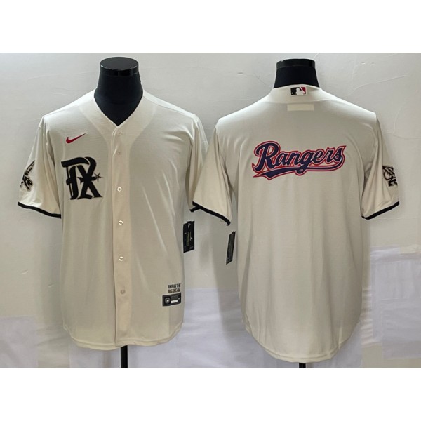 Texas Rangers Cream Team Big Logo 2023 City Connect Cool Base Stitched Jersey