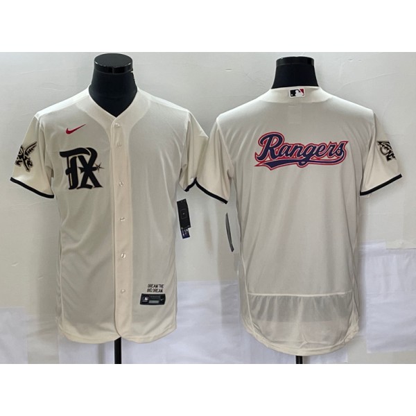 Texas Rangers Cream Team Big Logo 2023 City Connect Flex Base Stitched Jersey
