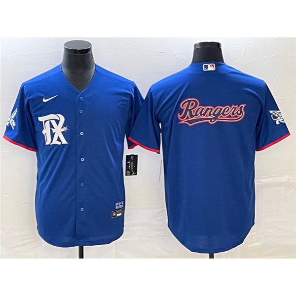 Texas Rangers Royal Team Big Logo 2023 City Connect Stitched Jersey