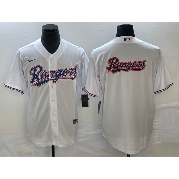 Texas Rangers White Team Big Logo Cool Base Stitched Jersey