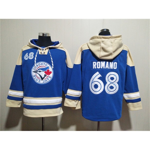 Toronto Blue Jays #68 Jordan Romano Royal Ageless Must-Have Lace-Up Pullover Hoodie