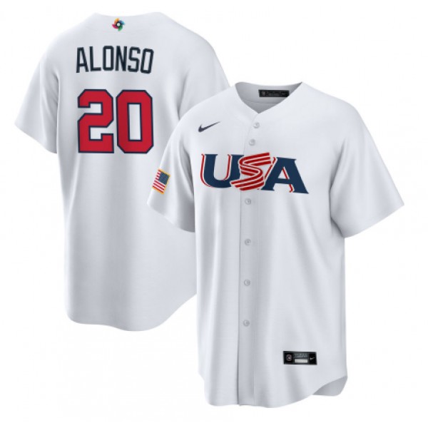 USA #20 Pete Alonso 2023 White World Classic Stitched Jersey