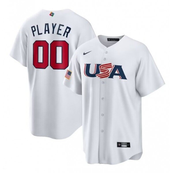 USA Custom White World Classic Stitched Jersey