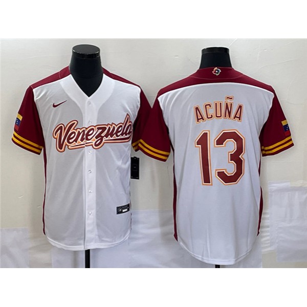 Venezuela #13 Venezuela Acuña Jr. 2023 White World Classic Stitched Jersey