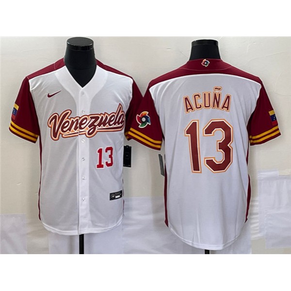 Venezuela #13 Venezuela Acuña Jr. 2023 White World Classic With Patch Stitched Jersey