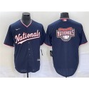 Washington Nationals Navy Big Logo In Back Stitched Jersey