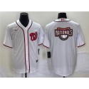 Washington Nationals White Big Logo In Back Stitched Jersey