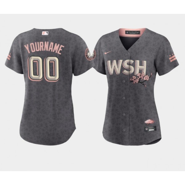 Women's Washington Nationals Active Player Custom 2022 Grey City Connect Cherry Blossom Stitched Jersey(Run Small)