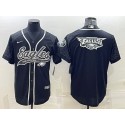Philadelphia Eagles Black Reflective Team Big Logo With Patch Cool Base Stitched Baseball Jersey