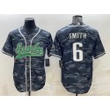 Philadelphia Eagles #6 DeVonta Smith Grey Camo With Patch Cool Base Stitched Baseball Jersey