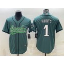 Philadelphia Eagles #1 Jalen Hurts Green With Patch Cool Base Stitched Baseball Jersey
