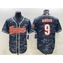 Cincinnati Bengals #9 Joe Burrow Grey Camo With Patch Cool Base Stitched Baseball Jersey