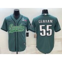 Philadelphia Eagles #55 Brandon Graham Green With Super Bowl LVII Patch Cool Base Stitched Baseball Jersey