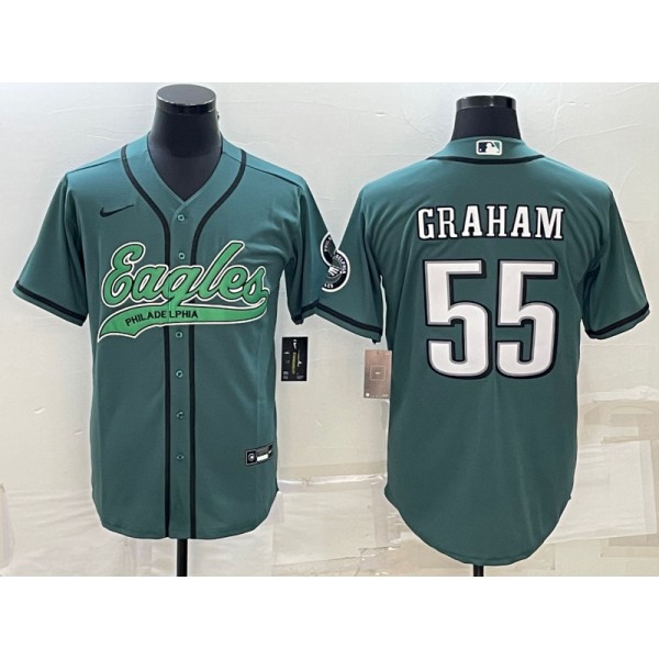 Philadelphia Eagles #55 Brandon Graham Green With Patch Cool Base Stitched Baseball Jersey