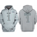 Philadelphia Eagles #1 Jalen Hurts Grey Atmosphere Fashion Super Bowl LVII Patch Pullover Hoodie