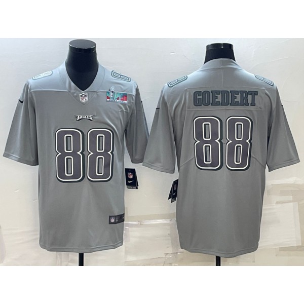 Philadelphia Eagles #88 Dallas Goedert Gray Super Bowl LVII Patch Atmosphere Fashion Stitched Jersey