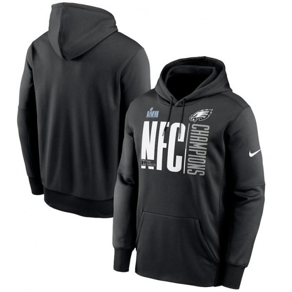 Philadelphia Eagles Black 2022 NFC Champions Iconic Therma Performance Pullover Hoodie