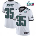 Philadelphia Eagles #35 Boston Scott White Super Bowl LVII Patch Vapor Untouchable Limited Stitched Jersey
