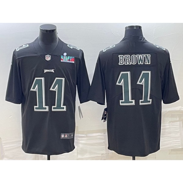 Philadelphia Eagles #11 A.J. Brown Black Green Super Bowl LVII Patch Vapor Untouchable Limited Stitched Jersey