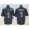 Philadelphia Eagles #1 Jalen Hurts Black Green Super Bowl LVII Patch Vapor Untouchable Limited Stitched Jersey