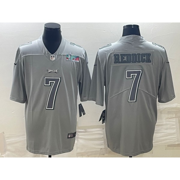 Philadelphia Eagles #7 Haason Reddick Gray Super Bowl LVII Patch Atmosphere Fashion Stitched Jersey