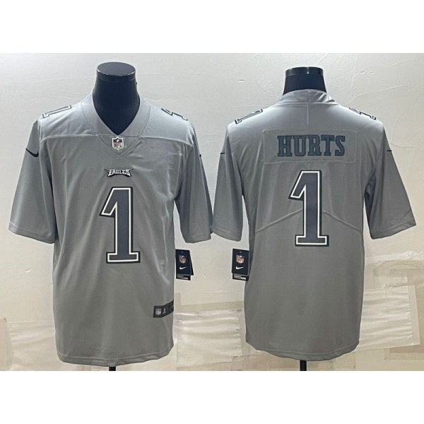 Philadelphia Eagles #1 Jalen Hurts Gray Atmosphere Fashion Stitched Jersey