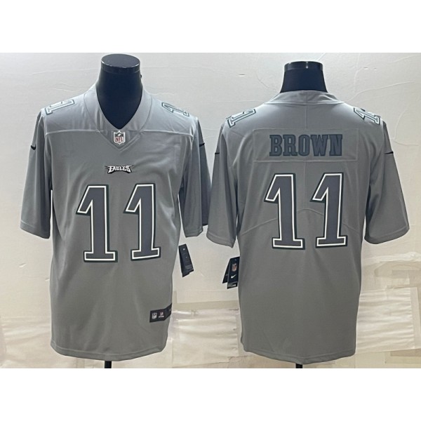 Philadelphia Eagles #11 A.J. Brown Gray Atmosphere Fashion Stitched Jersey