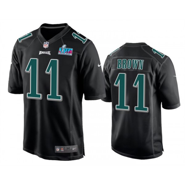 Philadelphia Eagles #11 A.J. Brown Black Super Bowl LVII Patch Stitched Game Jersey