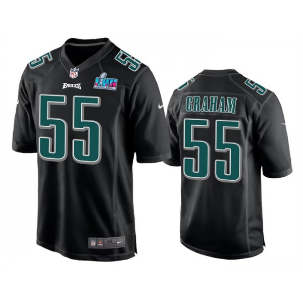 Philadelphia Eagles #55 Brandon Graham Black Super Bowl LVII Patch Stitched Game Jersey