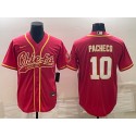 Kansas City Chiefs #10 Isiah Pacheco Red With Patch Cool Base Stitched Baseball Jersey